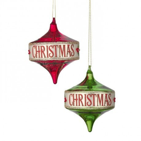 Retro “Christmas” Glass Top Ornaments – 4.5" (Sold Separately)