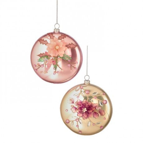 Pastel Beaded Floral Glass Ornaments – 5" (Sold Separately)