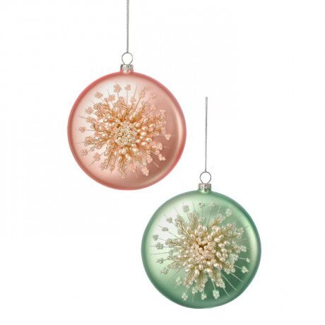 Beaded Starburst Glass Disk Ornaments – 4" (Sold Separately)