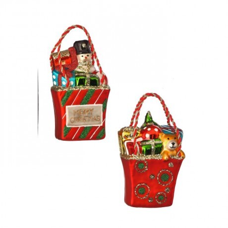 Christmas Gift Bag Glass Ornament – 5.5" (Sold Separate)