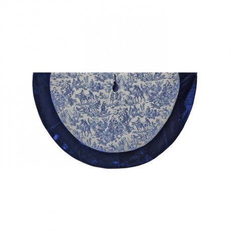Blue Toile Velvet Tree Skirt – 64"
