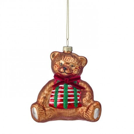 4" Antique Teddy Bear Glass Ornament