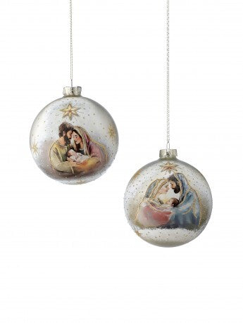 5" Holy Family Glass Ball Ornament