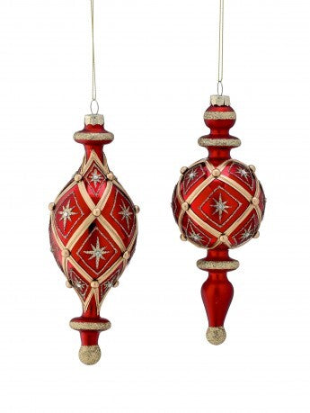 Red & Gold Jeweled Finial Ornament