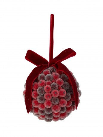 4" Red & Burgundy Beaded Berry Ball Ornament