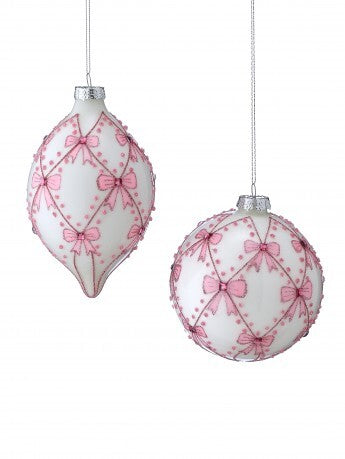 Pink Bow Glass Ornament