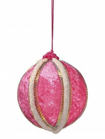 5" Hot Pink Velvet & Fur Ball Ornament