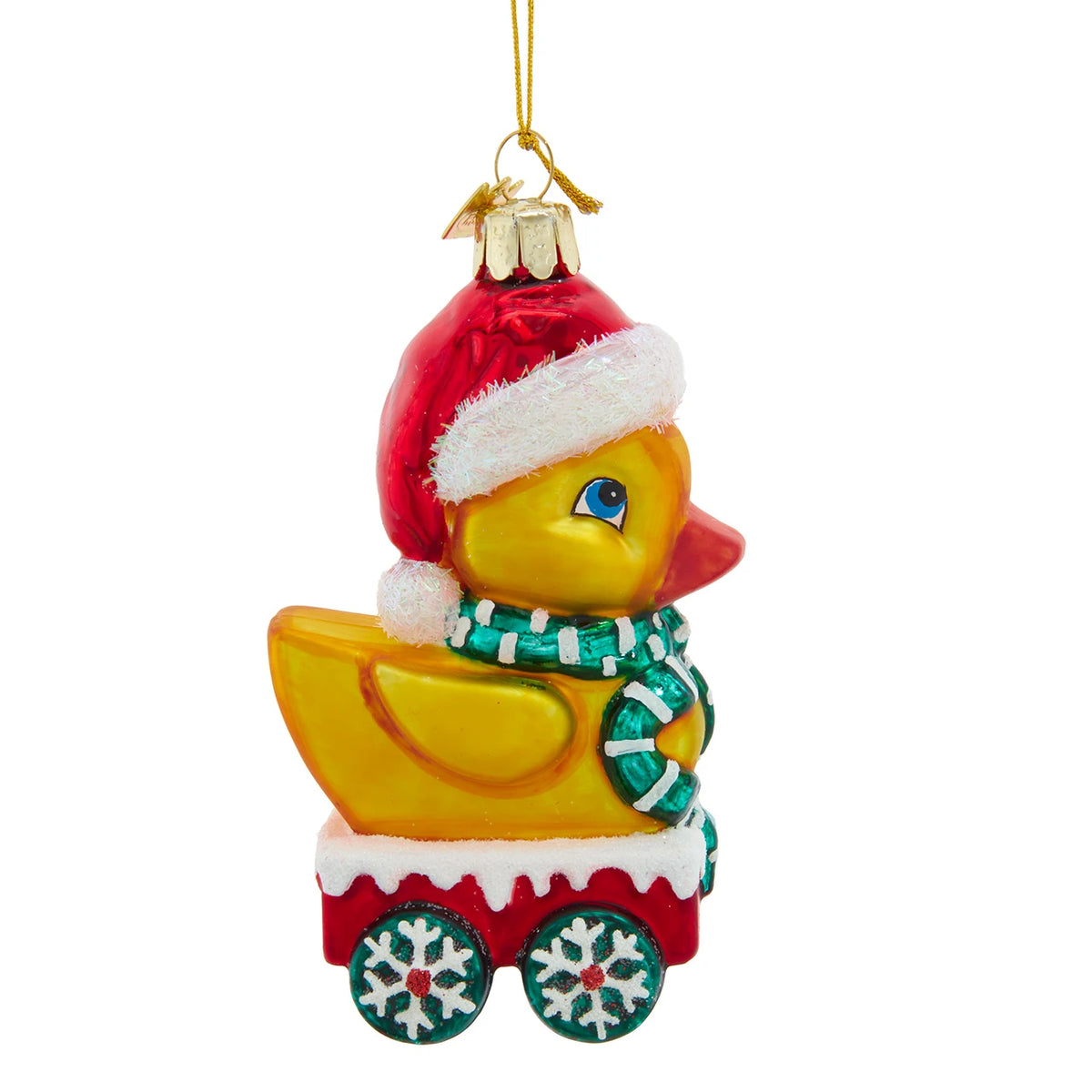 Noble Gems™ Christmas Duck Glass Ornament – 4.5"