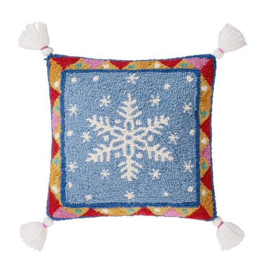 Fair Isle Snowflake Hook Pillow – 14" x 14"
