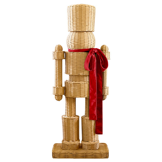 48" Rattan Nutcracker with Velvet Bow