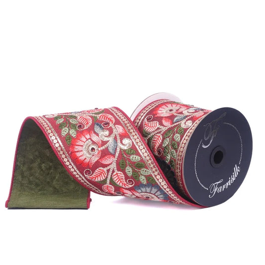 Farrisilk Freya Flower Embroidered Ribbon