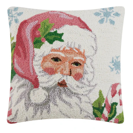 Santa Hooked Pillow – 18" x 18"
