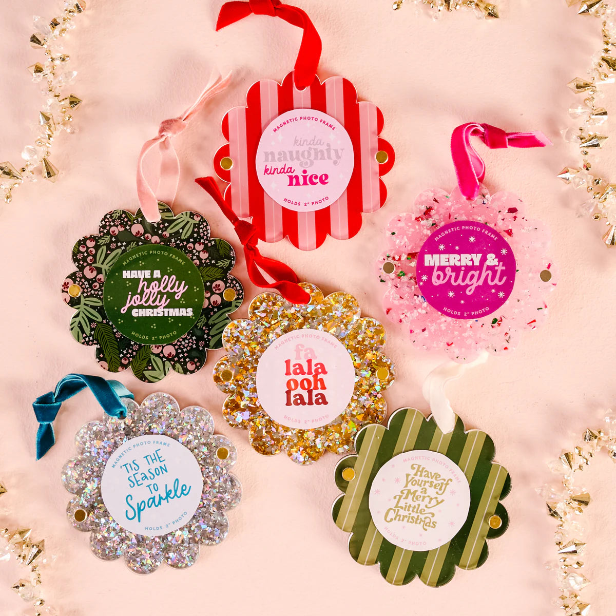 Scalloped Round Picture Frame Ornament – Assorted Styles