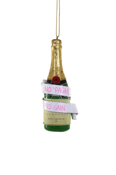 "No 'Pagne, No Gain" Champagne Ornament