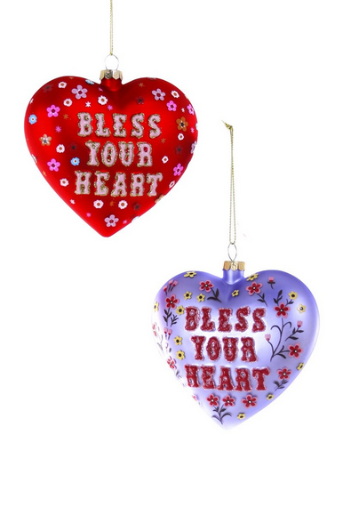 "Bless Your Heart" Heart Ornaments