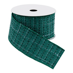 Emerald Tweed Sparkle Ribbon, 2.5" x 5 Yards