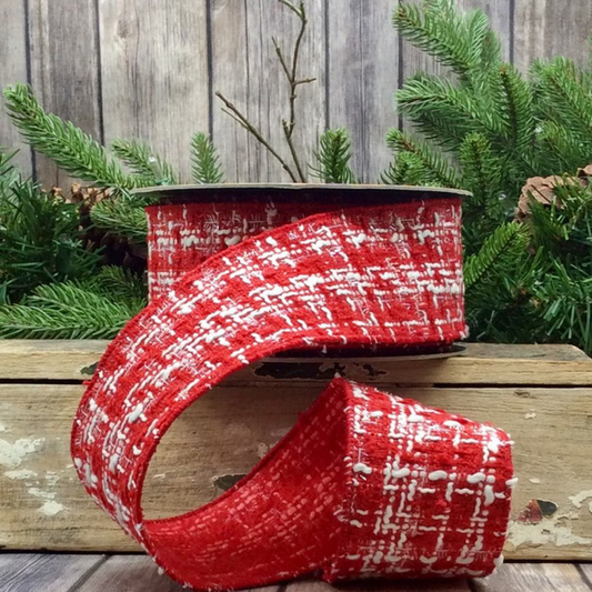 Crimson Tweed Ribbon - 2.5” x 10 Yards
