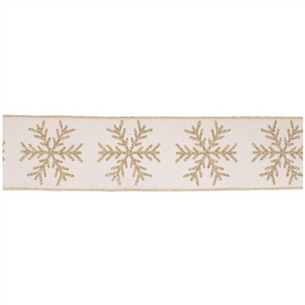 Golden Snowflake Ribbon, 4" x 5 Yards