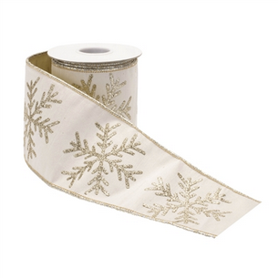 Golden Snowflake Ribbon, 4" x 5 Yards