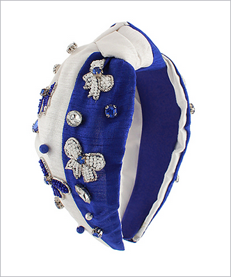 Game Day Glam Bow Headband – Blue & White