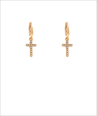 Crystal Cross Charm Hoops