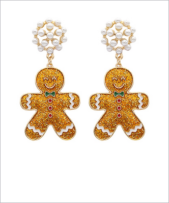 Gingerbread Glitter Drop Earrings