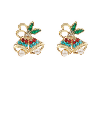 Jingle Bell Gem Stud Earrings