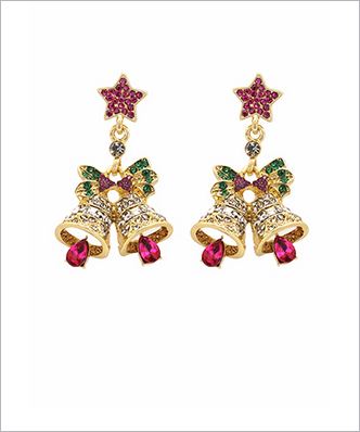 Jeweled Christmas Bell Earrings