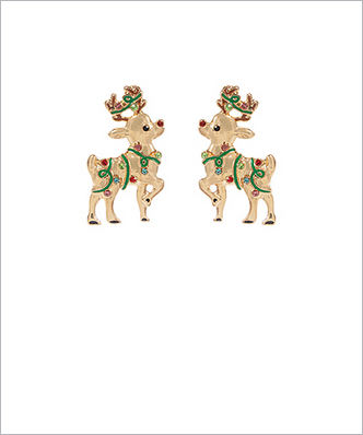 Rhinestone Reindeer Studs