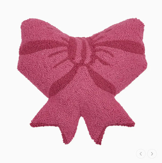 Pink Bow Hook Pillow – 16" x 16"