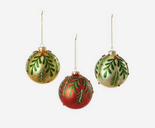 Holiday Ball Ornaments with Greenery Design