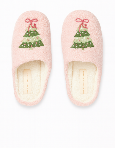 The Darling Effect – Pink Christmas Tree Slippers