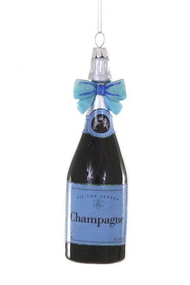 Blue Champagne Bottle Ornament