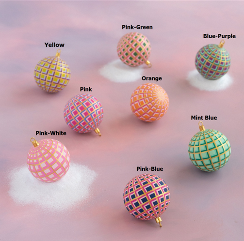 Glitterville | Art Deco Plaid Ball Ornament