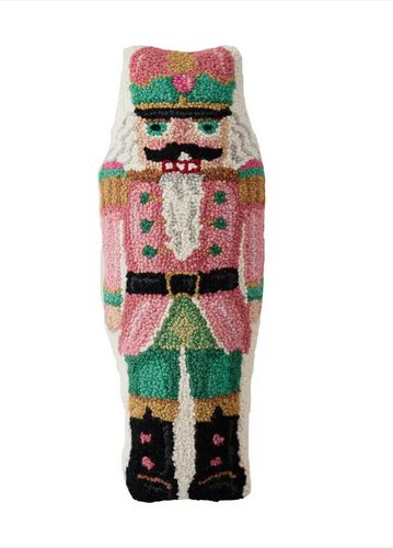 Pink Nutcracker Shaped Hooked Pillow – 8" x 20"