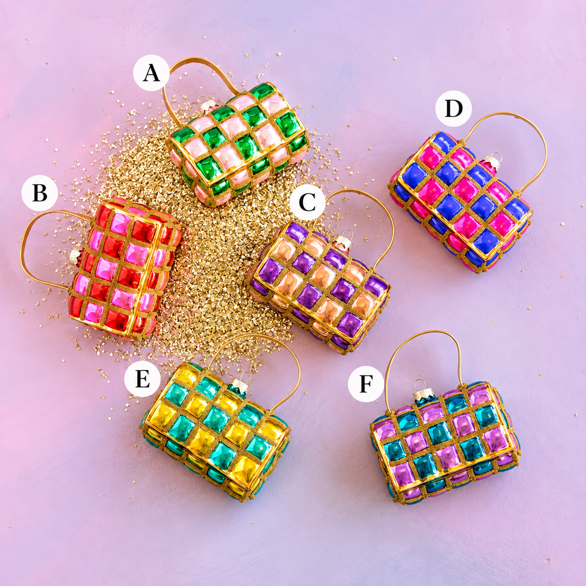 Glitterville Candy Check Clutch Ornament