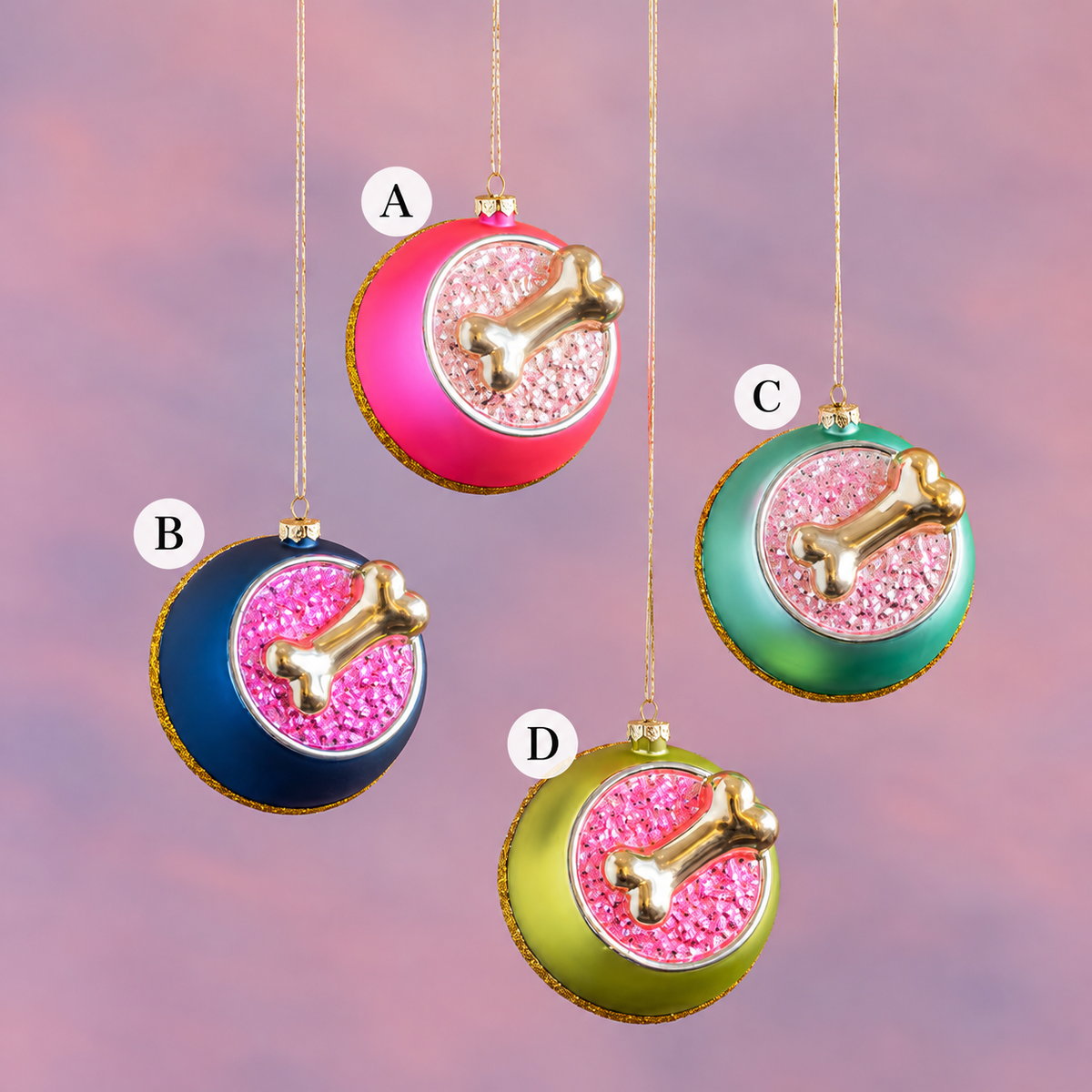Glitterville Puppy Dog Bowl Ornament – 4.5"