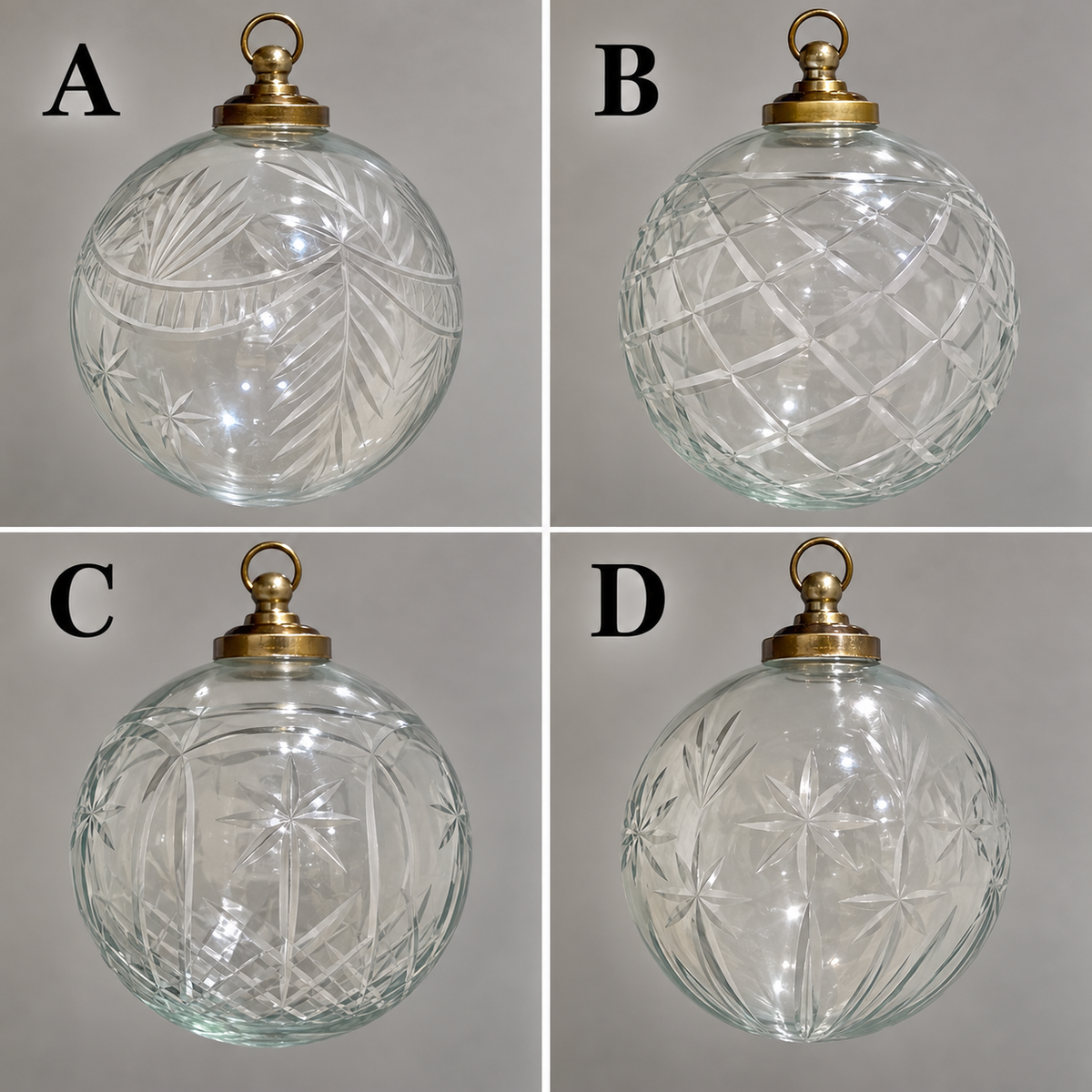 Heirloom Etched Glass Christmas Ornament – 4" | 4 Styles
