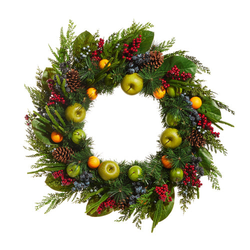 33" Apple & Citrus Pinecone Wreath