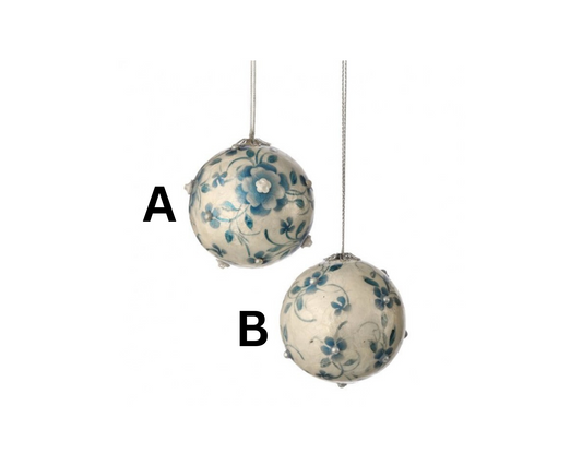 3.5" Capiz Blue Floral Ornament – Style A or B (Sold Separately)