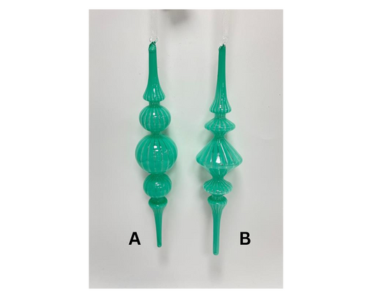 Aqua Glass Finial Ornaments – Sold Separately