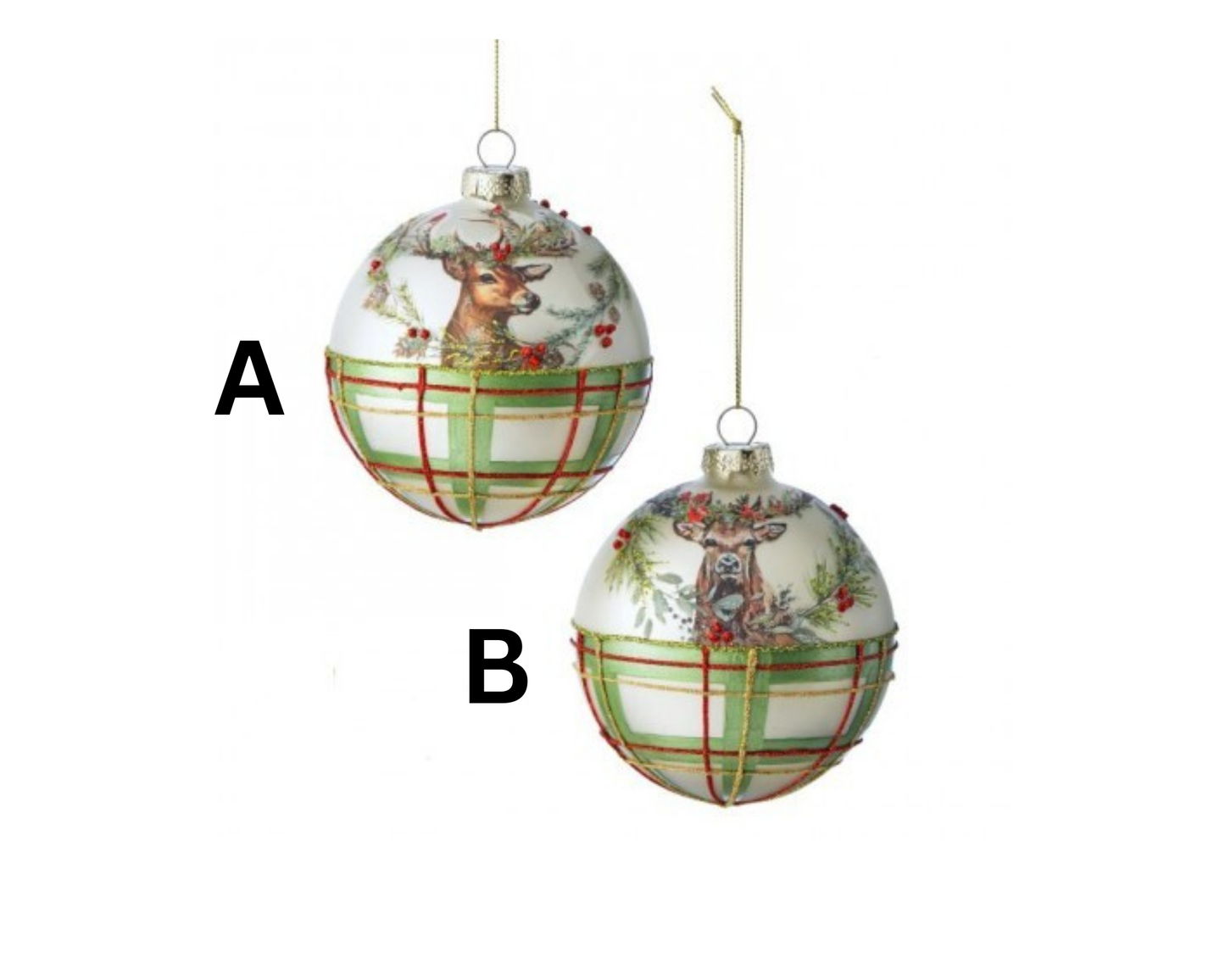 4" Deer Scene Glass Ornament – Sold Separately