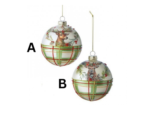 4" Deer Scene Glass Ornament – Sold Separately