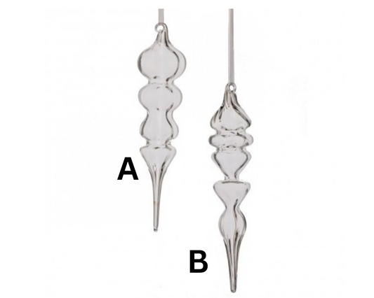 11" Clear Glass Finial Ornaments (Sold Separate)