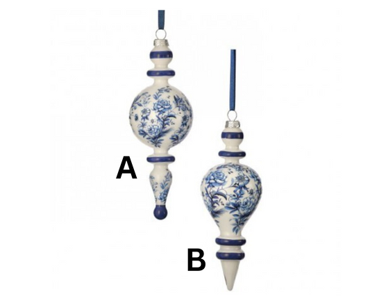 Blue & White Chinoiserie Ornaments – 8" (Sold Separately)