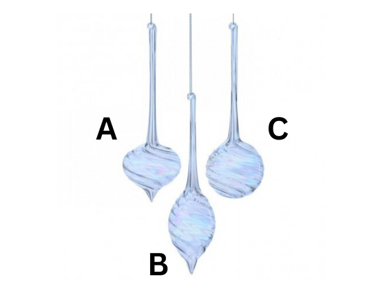 10" Iridescent Glass Ornament – Sold Separate (A–C)