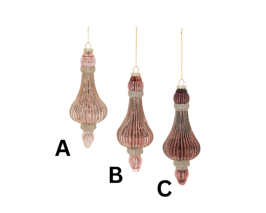 7.5" Maroon Ribbed Finial Ornaments – Sold Separately