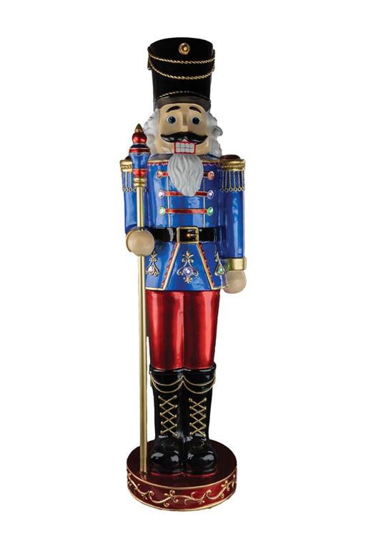 51" Light-Up Christmas Nutcracker – Blue, Red, & Gold