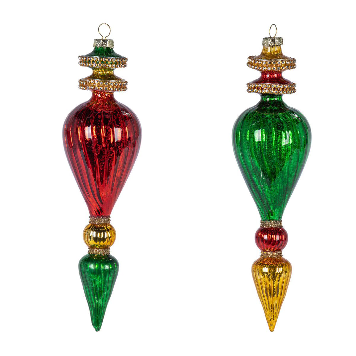 Jeweled Christmas Glass Finial Ornament