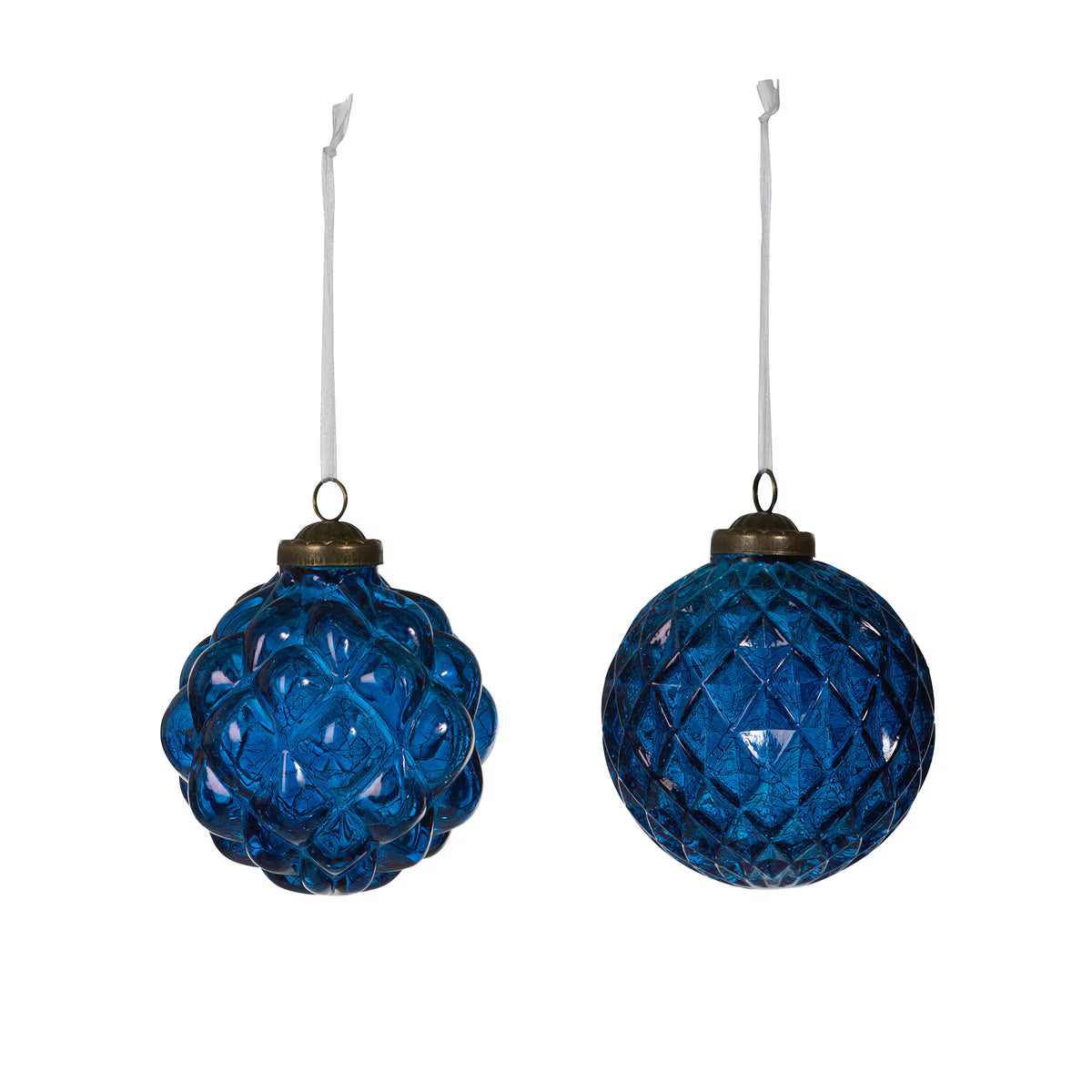 4.5" Textural Opaque Blue Glass Ball Ornament